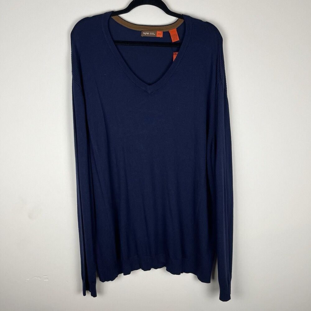 NWT Nyne Navy Blue V‎ Neck Sweater Men’s XXL​​